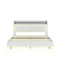okwish Polsterbett 140x200cm mit USB LED Verstecktem Fußteil Beige ohne Matratze_8