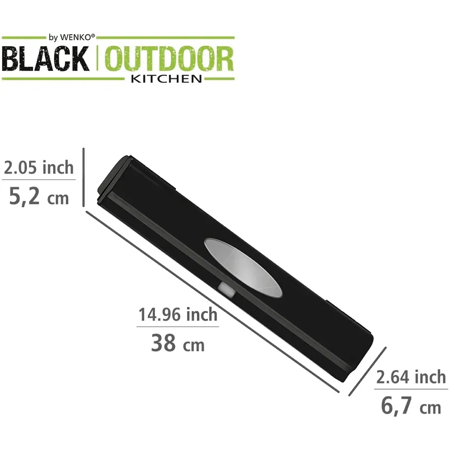 Wenko Folienspender Perfect Cutter Black Outdoor Kitchen, Abroller für Alufolie und Frischhaltefolie, 38cm breit.