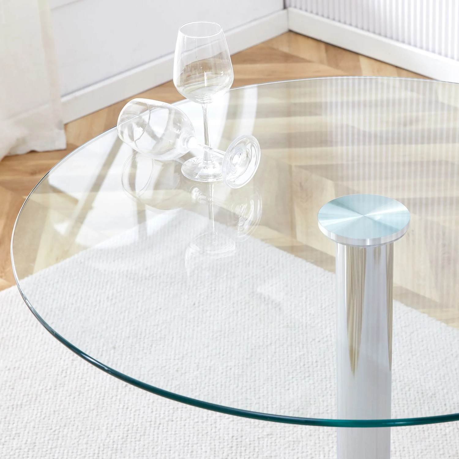 okwish Balkentisch mit Minimalistisch Glas Design 89x89x92cm Transparent_9
