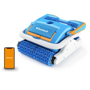 Steinbach Speedcleaner App-Control Poolroboter zur Schwimmbadreinigung, blau-weiß.