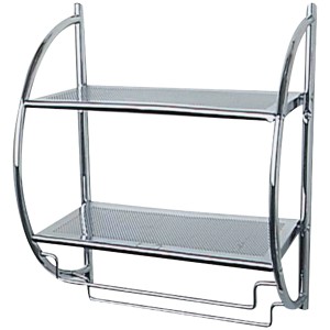 Wenko Exclusiv Bad-Wandregal mit 2 Ablagen und Handtuchstangen, Chrom.