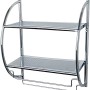 Wenko Exclusiv Bad-Wandregal mit 2 Ablagen und Handtuchstangen, Chrom.