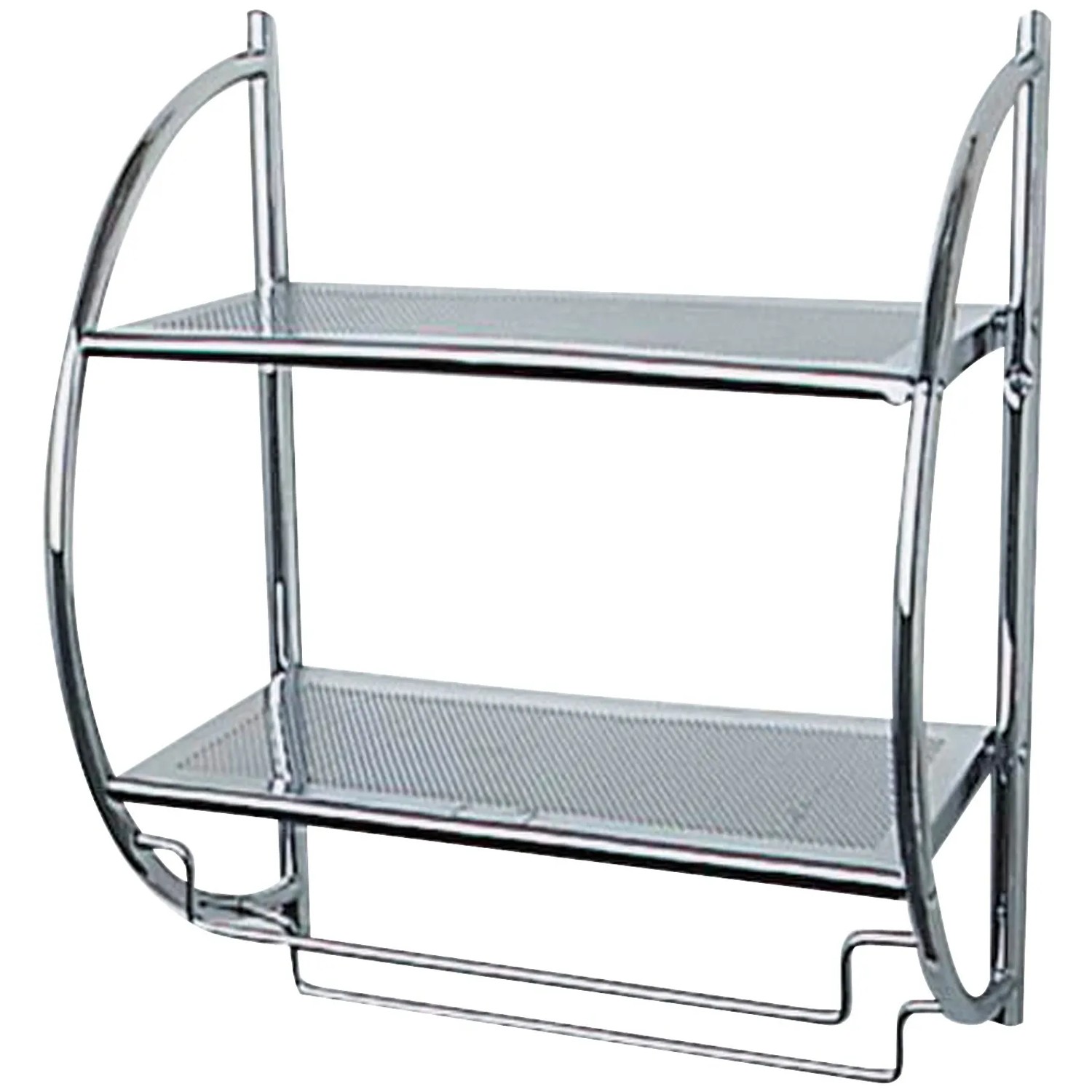 Wenko Exclusiv Bad-Wandregal mit 2 Ablagen und Handtuchstangen, Chrom.