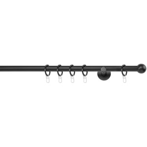 Schwarze Mydeco Gardinenstange (Ø2cm, 100cm) mit Endstück Ball, inkl. Ringe und Träger.