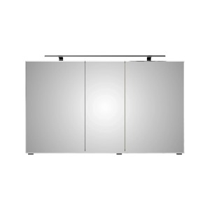 Pelipal Spiegelschrank Quantum 120cm, Polar Pinie quer, mit LED-Leuchte und drei Spiegeltüren.