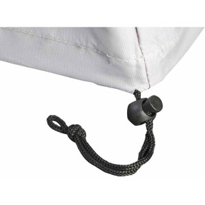 Detailaufnahme: Hellgraue Siena Garden Schutzhülle mit Zugband für Sitzgruppen, 280x150x100 cm.