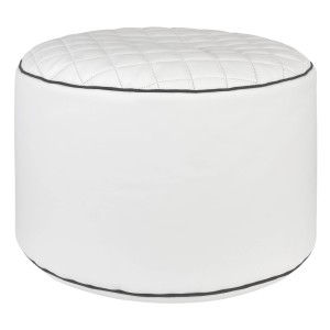 Weißer Sitting Point Hocker DotCom (60 l) mit gesteppter Oberfläche und schwarzer Ziernaht.