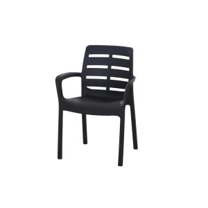 Anthrazitfarbener Progarden Stapelsessel Borneo aus Polypropylen.