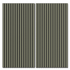 2er Set Akustikpaneele Lino Olive, MDF mit schwarzem Filz, 60x120cm, zur Wand- und Deckenverkleidung.