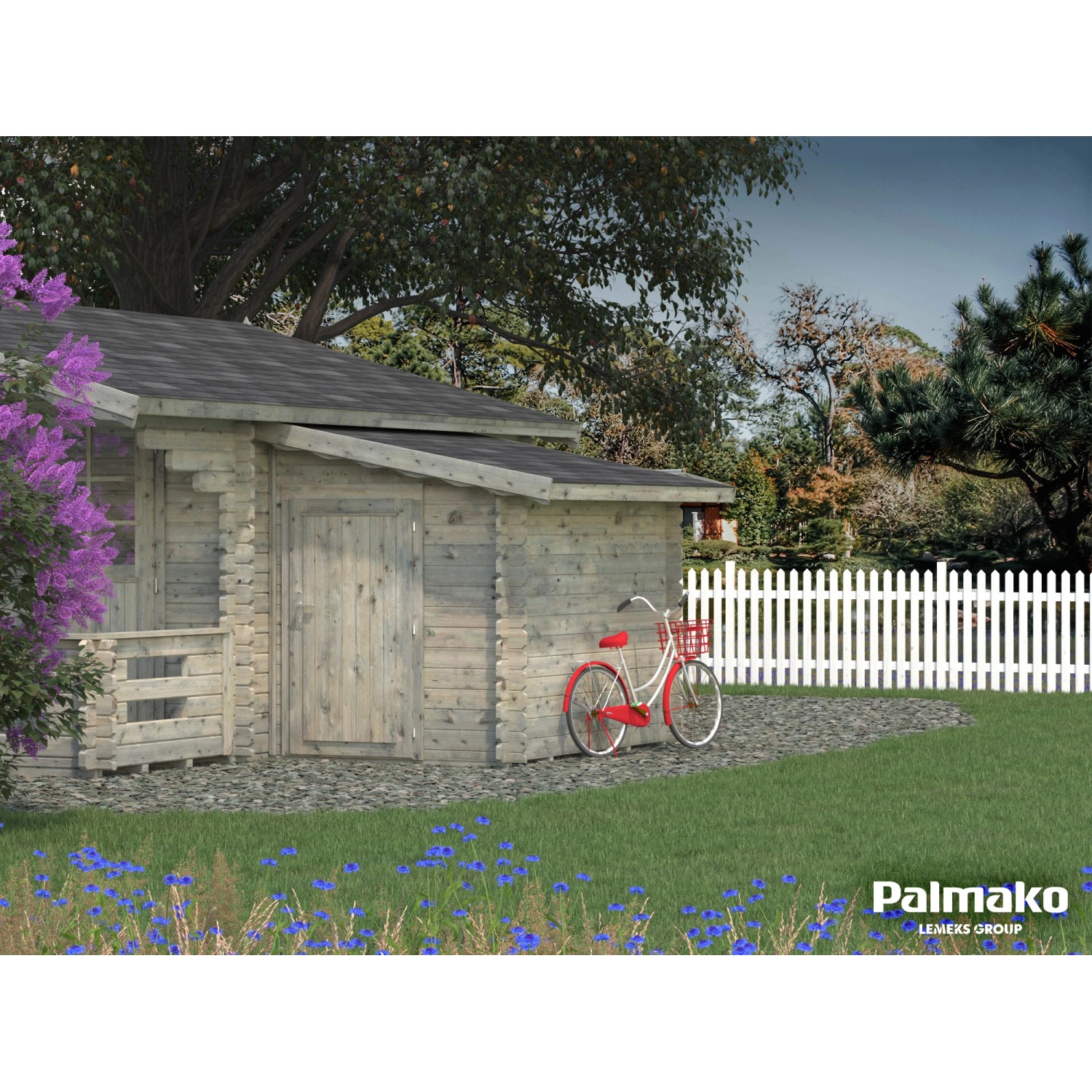 Palmako Anbauschuppen für HolzGartenhäuser Grau tauchgrundiert 153 cm