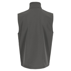 Herock Arbeitsweste Malus, grau/schwarz, Rückansicht. Softshellweste für Arbeit und Freizeit.