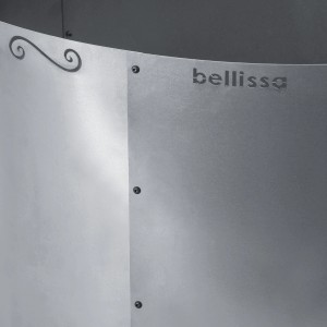Detailansicht Bellissa Metall-Hochbeet Corten, rund, Ø 110 cm. Metall in Silber mit Zierschnecke.