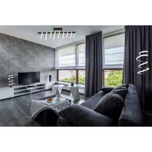 Moderne LED-Tischleuchte Belleza (50 cm) im Wohnzimmer, spiralförmiges Design.