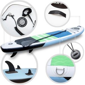 Aufblasbares X4-Life Stand Up Paddle Board mit Paddel und Zubehör.