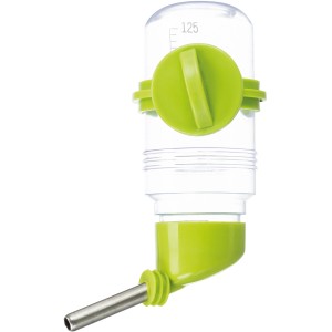 Trixie Kleintiertränke 125ml, transparent mit grünem Schraubverschluss und Kugelventil.