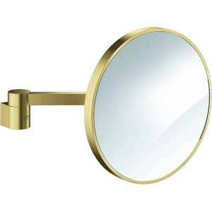 Grohe Kosmetikspiegel Selection in gebürstetem Gold für die Wandmontage.