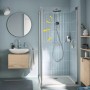 Grohe Vitalio Start 250 Duschsystem mit Thermostat in Chrom, runde Kopfbrause im Badezimmer.
