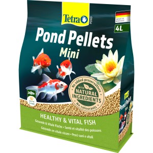 Tetra Pond Pellets Mini 4L: Hauptfutter für kleine Teichfische, mit natürlichen Inhaltsstoffen.
