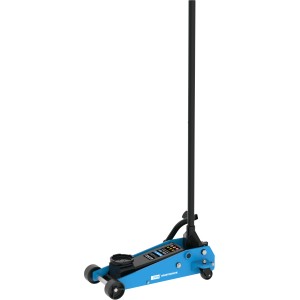 Blauer Güde Rangierwagenheber GRH 3/500 Q mit schwarzem Hebel und Rollen für Werkstatt und Garage.