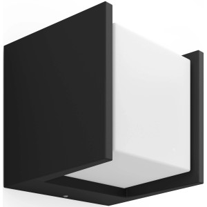 Quadratische Philips Hue LED-Wandleuchte Fuzo in Schwarz, 1160 Lumen für den Außenbereich.