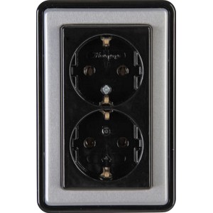 Kopp 2-fach Steckdose Vision Stahl für Schalterdose, Komplettgerät.