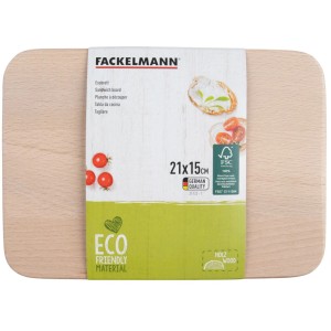 Fackelmann Essbrett Fair, kleines Schneidebrett aus Buchenholz, 15x21 cm.