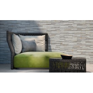 Wandverblender Eos Feinsteinzeug grau, Natursteinoptik für Innen- und Außenbereich.