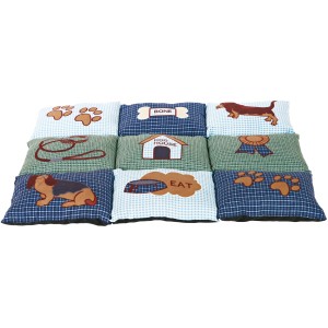 Jollypaw Hundedecke Johnny, 80x55 cm, blau/grün mit Hunde-Motiven.