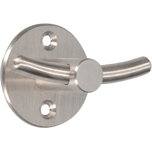 Siro Garderobenhaken aus Edelstahl, feingeschliffen, mit abgerundetem Design und zwei Aufhängemöglichkeiten.