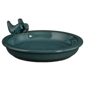 Mica Decorations Vogeltränke Keramik Ø 30 cm x 5 cm Blau