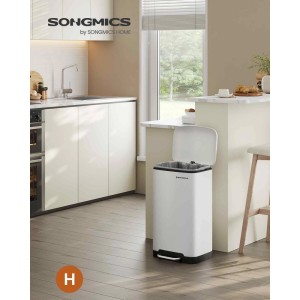 Songmics Mülleimer Petaja 30 l Weiß-Schwarz