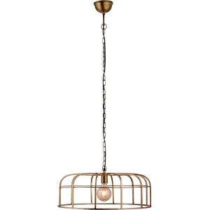 Messingfarbene Pendelleuchte Amir im Käfig-Design, Ø 58 cm. Hängelampe für Wohn- und Essbereich.