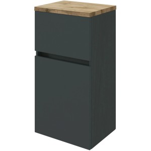 Held Möbel Unterschrank Ferrara, 40 cm, matt Grau-Graphitgrau mit Holzplatte, für Bad-Hängeschränke.
