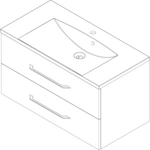 Fackelmann Einzelwaschtisch B.Clever, 90 cm, Weiß Hochglanz mit 2 Schubladen.