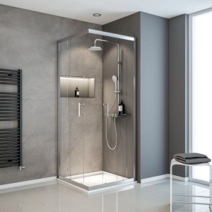 Schulte Eckeinstieg Sunny, 190x90cm, Chromoptik. Eckeinstieg Dusche mit Sicherheitsglas.