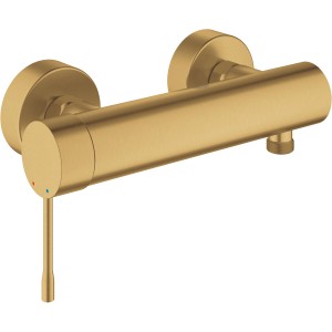 Grohe Essence Einhand-Brausebatterie in gebürstetem Gold für die Wandmontage.
