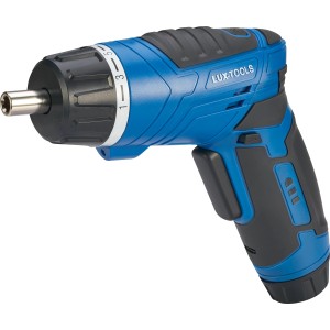 LUX Akkuschrauber 3,6 V A-BS-3.6-23, blau-schwarzer Akku-Bohrschrauber mit Bit.