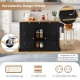 okwish Küchenwagen mit Klappbarer Arbeitsplatte Schublade Gewürzregal 132x40-70x87cm Schwarz_8