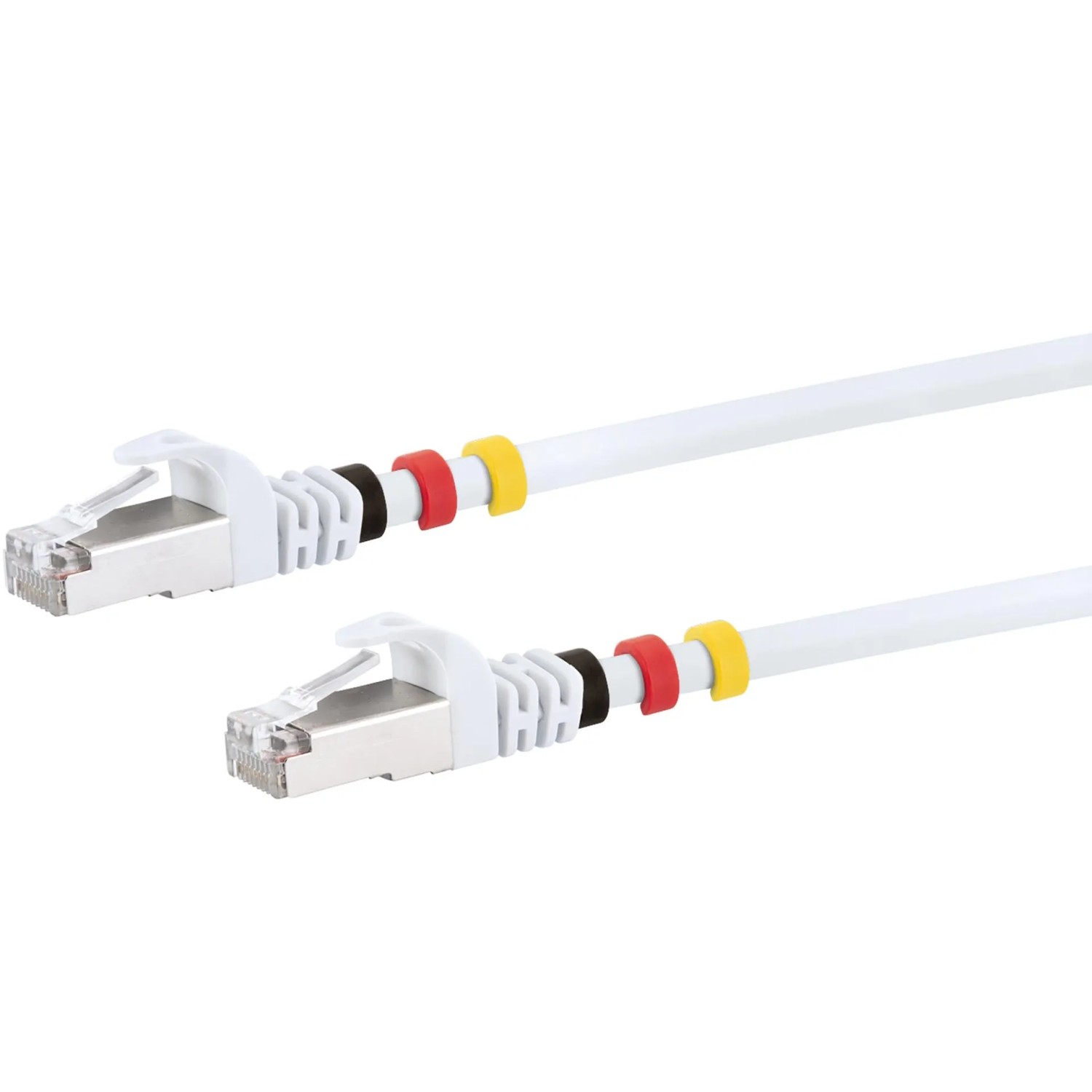 Weißes Schwaiger CAT7 Netzwerkkabel (20m) mit Farbclips für Computer & Multimedia.