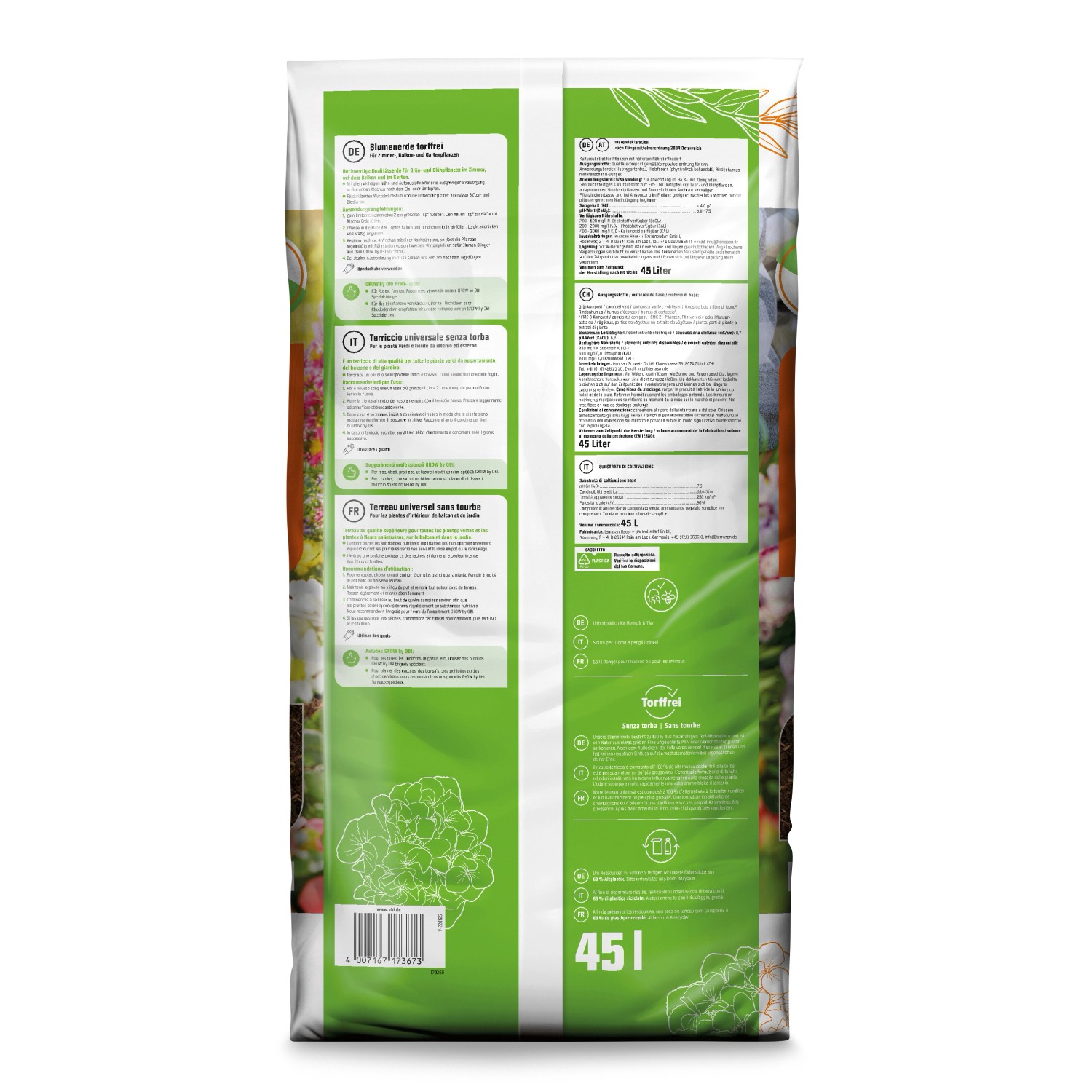 GROW by OBI Blumenerde Torffrei 45 l kaufen bei OBI