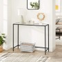 Vasagle Konsolentisch mit schwarzem Metallgestell und transparenter Glasplatte. Modernes Design.