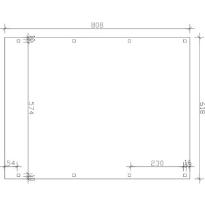 Technische Zeichnung des Skan Holz Carport Fichtelberg, Maße: 618 x 808 cm.