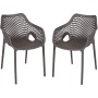 Garden Pleasure Stuhl-Set Lauria, 2 anthrazitfarbene Gartenstühle mit modernem Design.