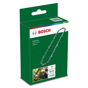 Bosch Sägekette 20 cm für Kettensägen, in grüner Verpackung. Zubehör für werkzeuglosen Wechsel.