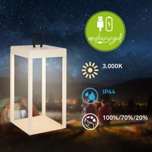 Beige Brilo LED Laterne Luca, dimmbar, IP44, für Tisch und Outdoor.