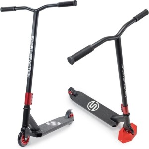 Sportisfaction Stuntscooter in Rot und Schwarz mit ABEC11 Kugellager, belastbar bis 100kg.
