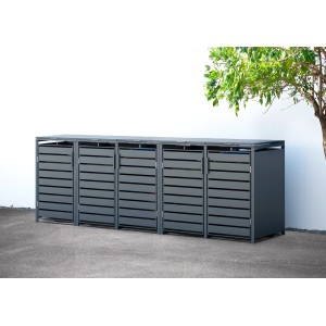 Westmann Mülltonnenbox Kubus für 5 Tonnen (240 l) aus Metall, anthrazitfarben.