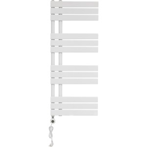 Weißer, elektrischer Badheizkörper Limburg, 700 W, 120x50 cm, mit horizontalen Heizstäben.