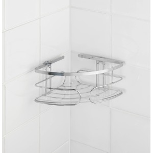 Wenko Eckablage Premium aus Edelstahl, 26,5x10cm, zur Wandmontage im Badezimmer.