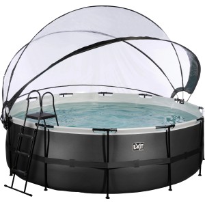 Exit Black Leather Pool, ø 427 cm, mit Abdeckung, Leiter und Sandfilterpumpe.